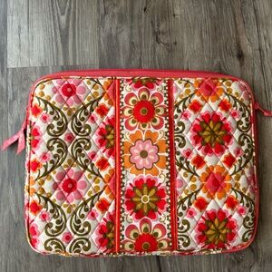 Vera Bradley laptop sleeve. Holding MacBook Air 13”